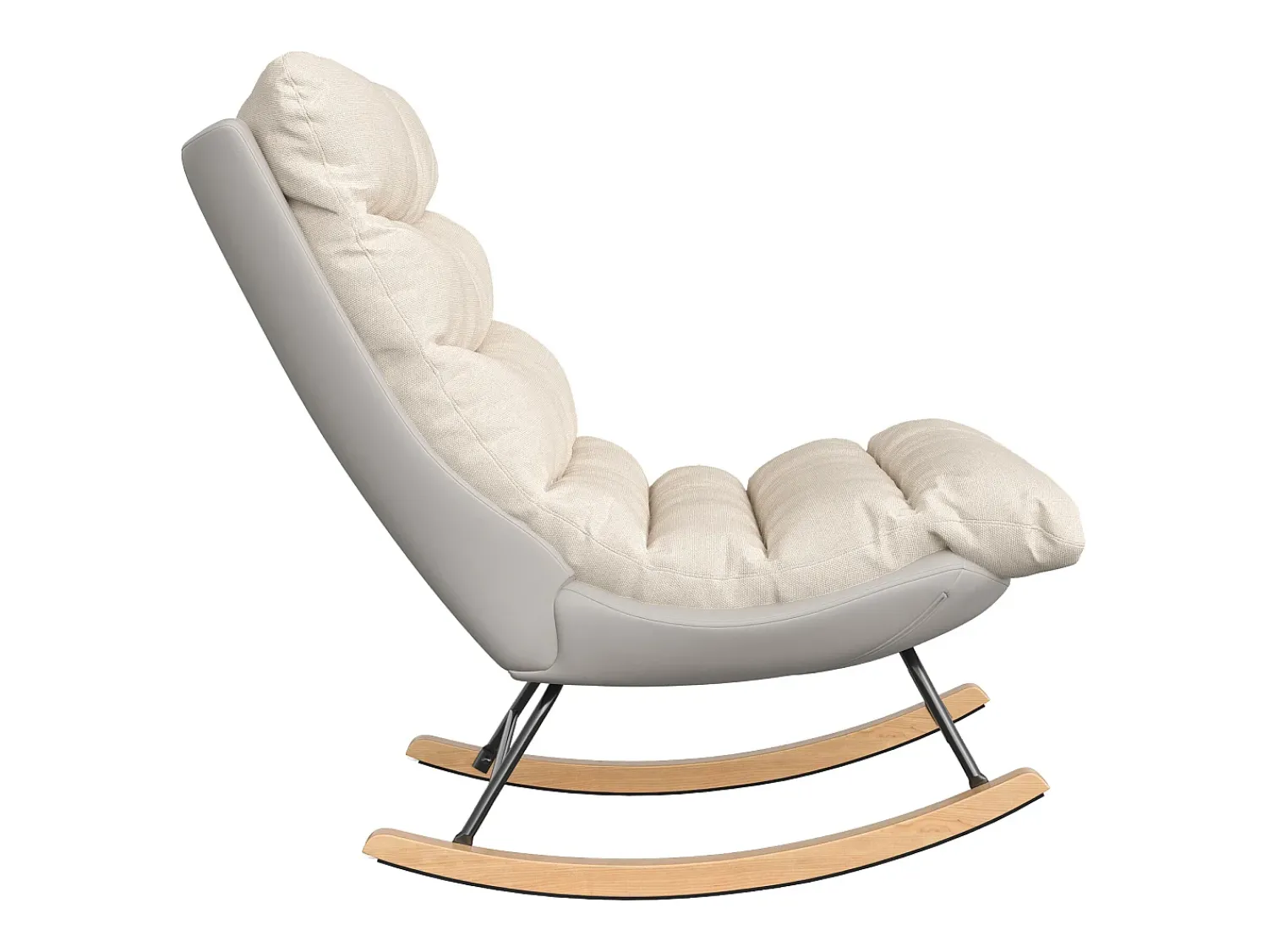 Poltrona| Cadeira de baloiço estofada com encosto ajustável para sala de estar - quarto, varanda - 83 x 72 x 93 cm Bege