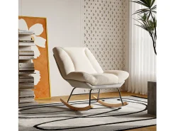 Cadeira de baloiço estofada - com encosto regulável, para sala de estar - quarto, varanda - 90,5 x 74 x 98 cm^ Poltrona
