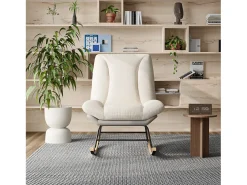 Cadeira de baloiço estofada - com encosto regulável, para sala de estar - quarto, varanda - 90,5 x 74 x 98 cm^ Poltrona
