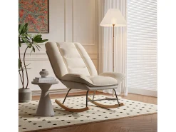 Hot Cadeira de baloiço estofada com encosto ajustável para sala de estar - quarto, varanda - 90 x 77 x 98 cm Bege