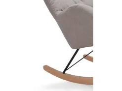 Poltrona* Cadeira de baloiço estofada , pernas metálicas e base em trenó de madeira de faia. Bege