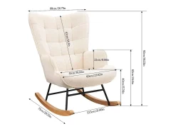 Cadeira de baloiço para adulto - Cadeira de baloiço ergonómica para exteriores - para sala de estar - Jardim - Quarto - Bege