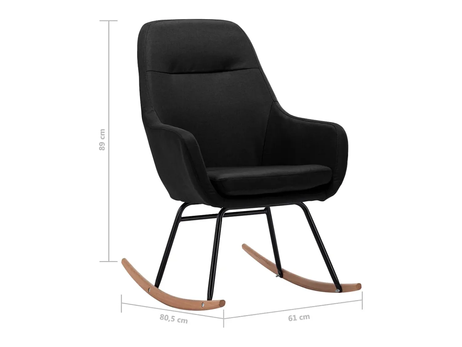Poltrona*vidaxl Cadeira de baloiço tecido Preto