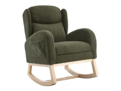 Poltrona|Hauss Spole Cadeira de baloiço com bolsos laterais, apoio para os pés ajustável, estrutura em madeira 122,5x70x104cm Verde