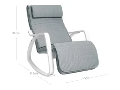 Poltrona| Cadeira de baloiço 121,5x67x84 cm cinza branco Cinzento / Branco