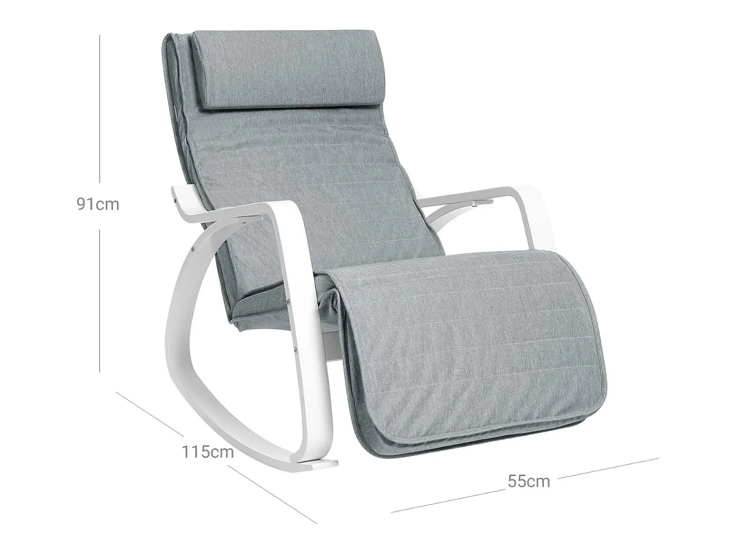 Poltrona| Cadeira de baloiço 121,5x67x84 cm cinza branco Cinzento / Branco
