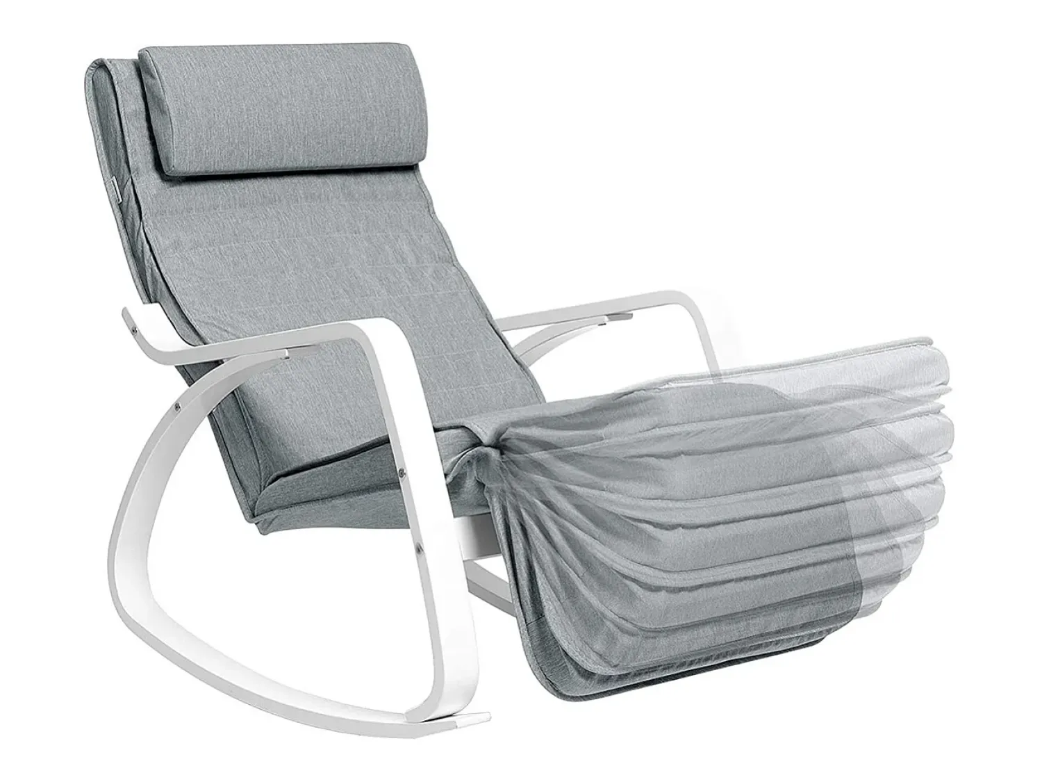 Poltrona| Cadeira de baloiço 121,5x67x84 cm cinza branco Cinzento / Branco