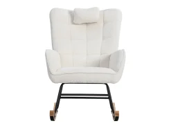 ModernLuxe Cadeira de baloiço、Cadeira de baloiço em tecido turco francês - com almofada e apoio para os pés -^ Poltrona