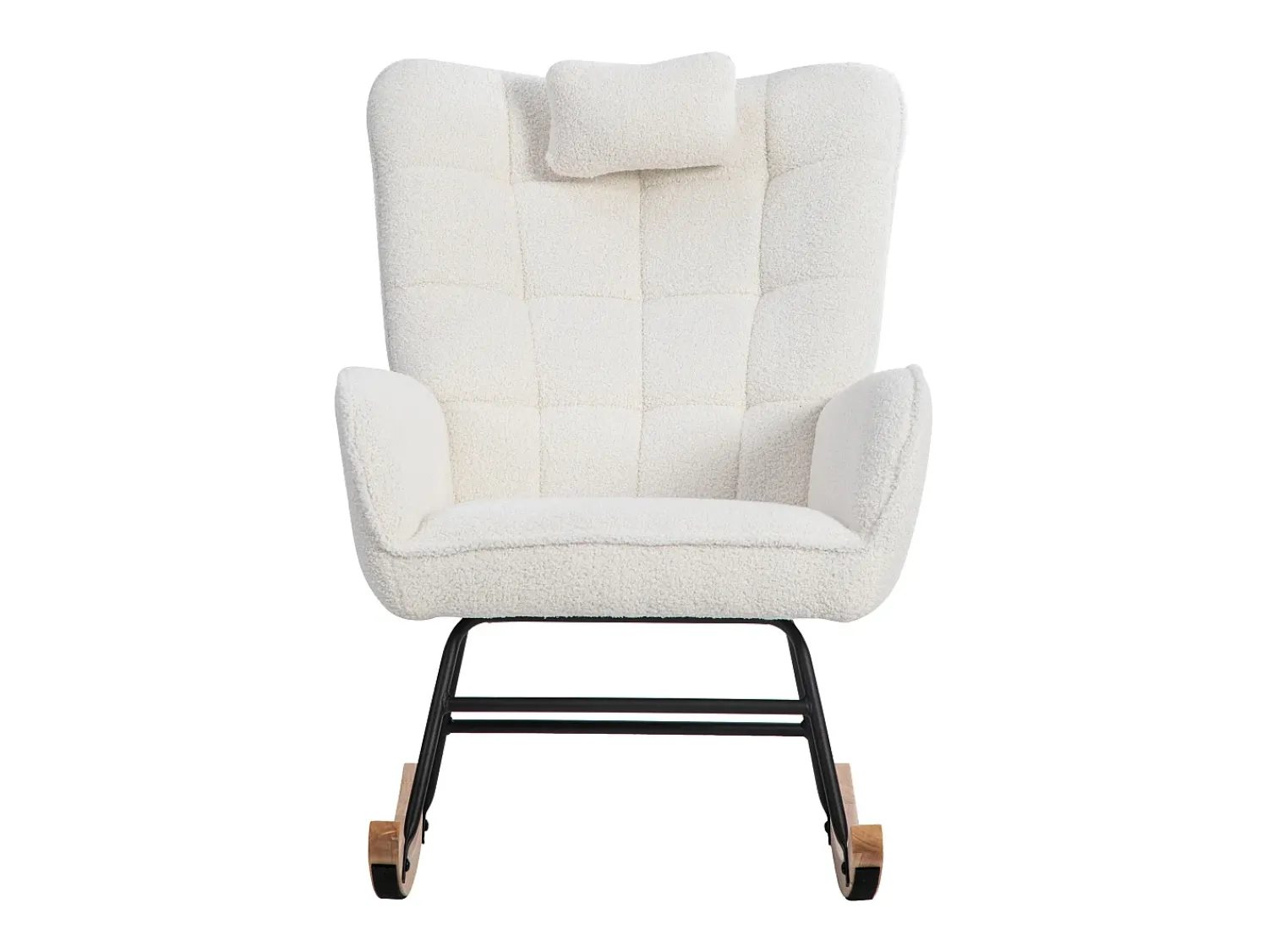 ModernLuxe Cadeira de baloiço、Cadeira de baloiço em tecido turco francês - com almofada e apoio para os pés -^ Poltrona