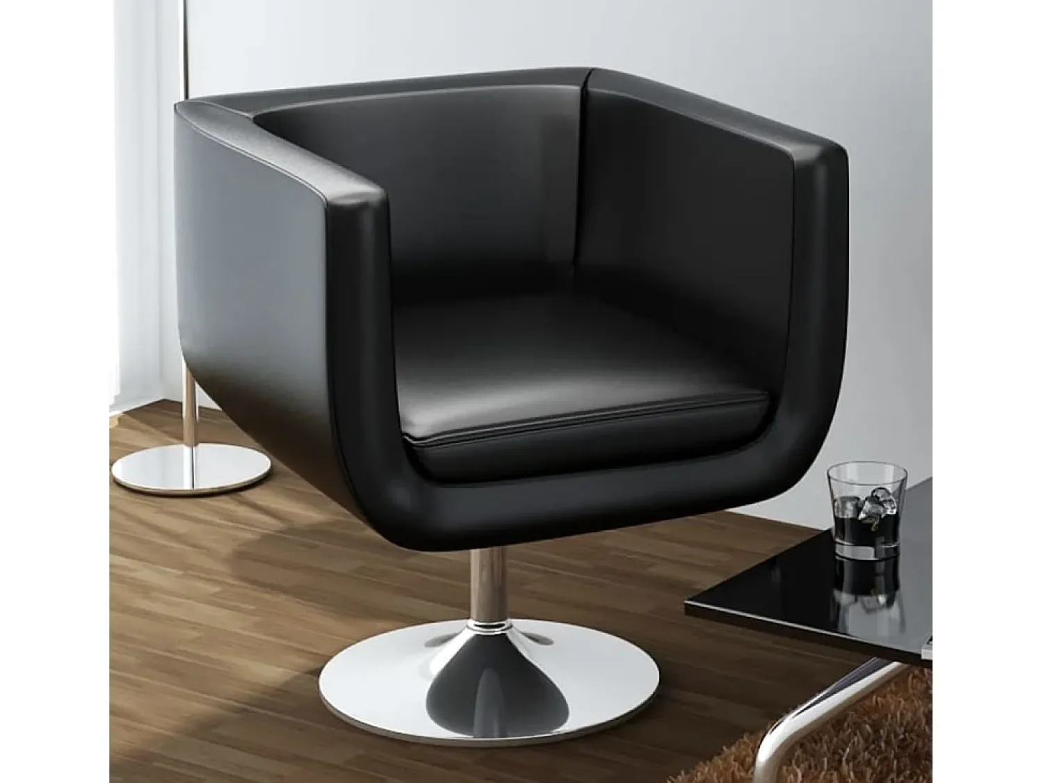 Poltrona| Cadeira de bar em couro artificial Altura Ajustável SHL64167 Preto