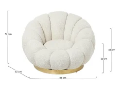 Best Cadeira de braços giratória em tecido de efeito bouclé natural - FLOREL Creme
