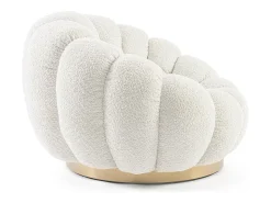 Best Cadeira de braços giratória em tecido de efeito bouclé natural - FLOREL Creme