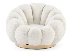 Best Cadeira de braços giratória em tecido de efeito bouclé natural - FLOREL Creme