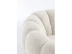 Best Cadeira de braços giratória em tecido de efeito bouclé natural - FLOREL Creme