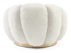 Best Cadeira de braços giratória em tecido de efeito bouclé natural - FLOREL Creme