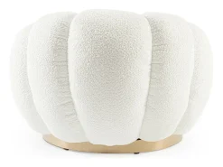 Poltrona* Cadeira de braços giratória em tecido de efeito bouclé - FLOREL Branco
