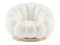 Poltrona* Cadeira de braços giratória em tecido de efeito bouclé - FLOREL Branco