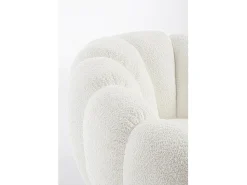 Poltrona* Cadeira de braços giratória em tecido de efeito bouclé - FLOREL Branco