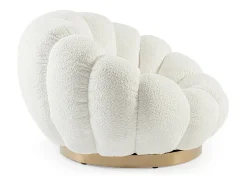 Poltrona* Cadeira de braços giratória em tecido de efeito bouclé - FLOREL Branco