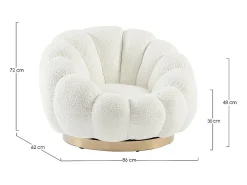 Poltrona* Cadeira de braços giratória em tecido de efeito bouclé - FLOREL Branco
