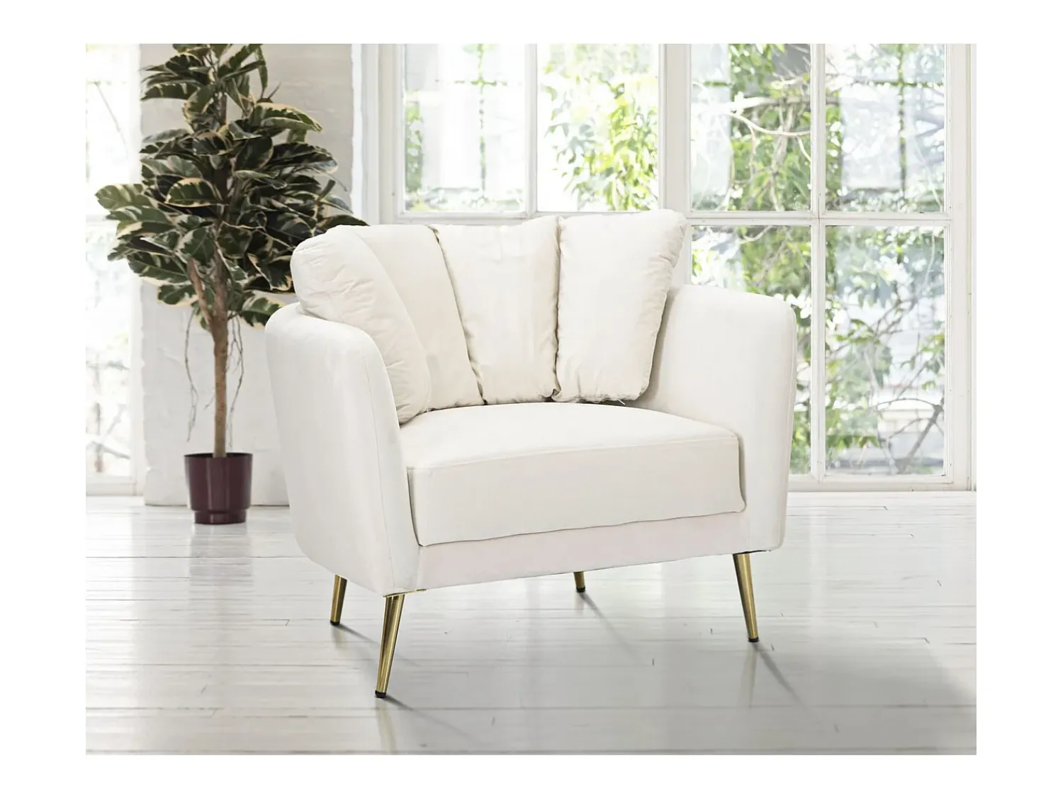 Poltrona* Cadeira de Braços VKH324, , 88x77x74 cm, Kendra Home Bege