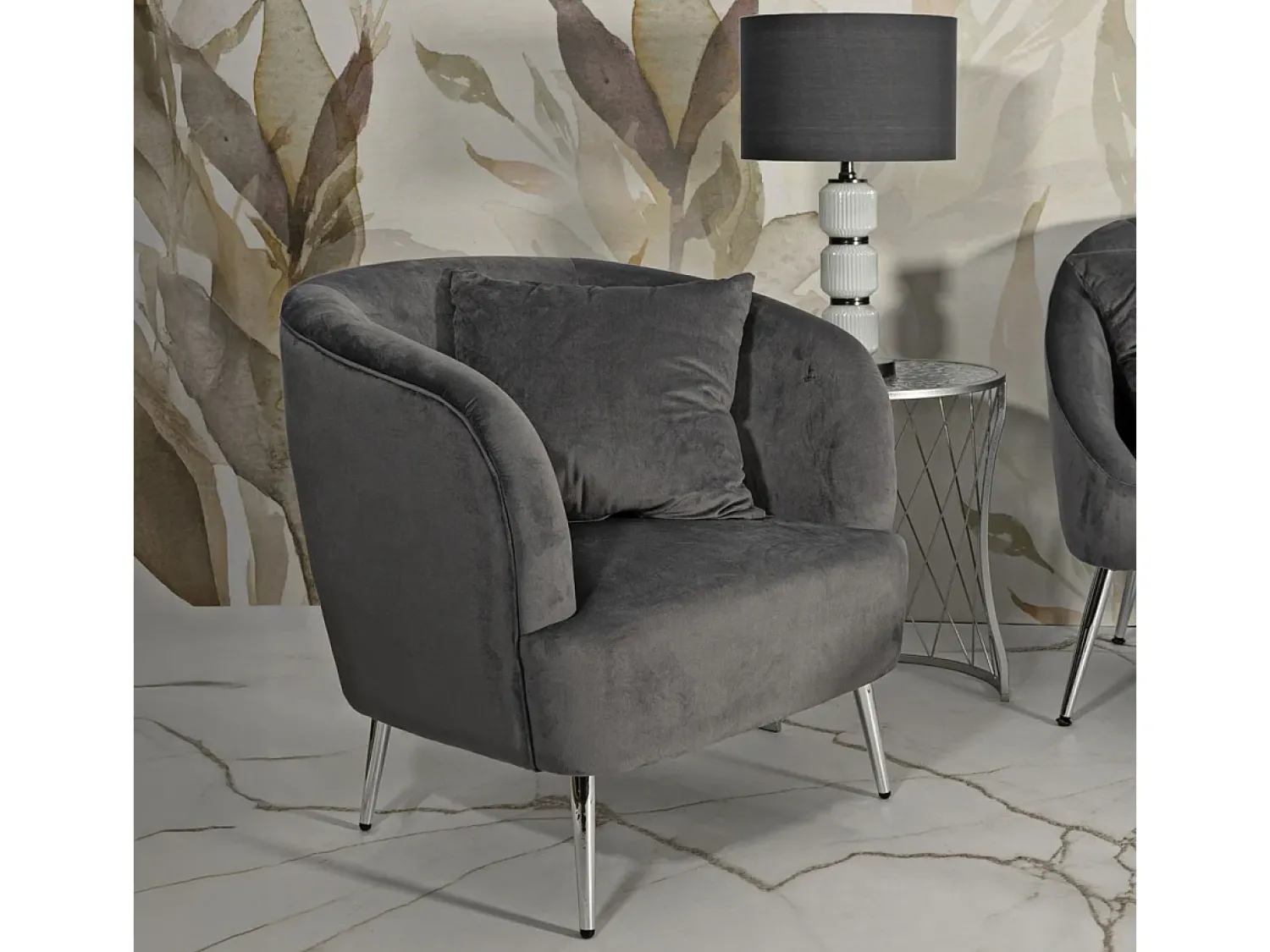 Poltrona| Cadeira de Braços VKH313, , 73x66x78 cm, Kendra Home Cinzento