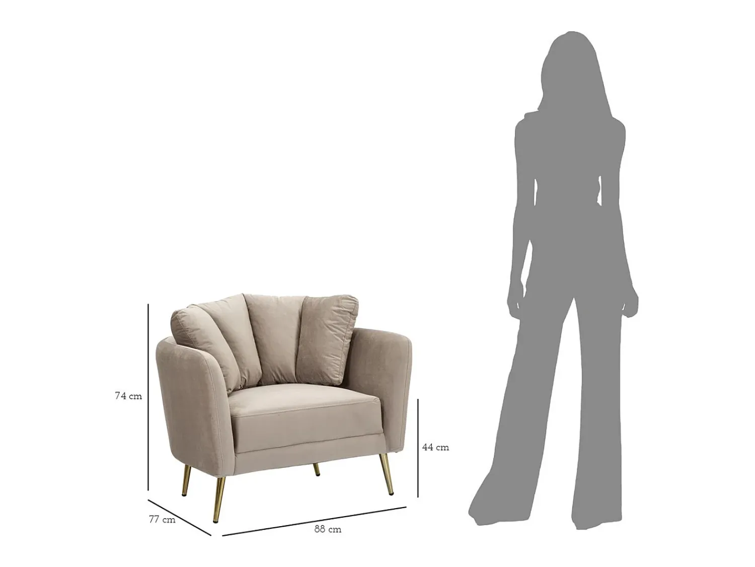 Poltrona| Cadeira de Braços VKH325, , 88x77x74 cm, Kendra Home Cinzento