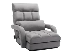 Poltrona* Cadeira de Chão SucceBuy Cadeira de Chão - 5 Posições Ajustáveis, Apoios de Braços - Cadeira Gaming de Chão, Ideal como Sofá-Cama com Almofada Cinzento