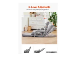 Poltrona* Cadeira de Chão SucceBuy Cadeira de Chão - 5 Posições Ajustáveis, Apoios de Braços - Cadeira Gaming de Chão, Ideal como Sofá-Cama com Almofada Cinzento
