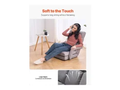 Poltrona* Cadeira de Chão SucceBuy Cadeira de Chão - 5 Posições Ajustáveis, Apoios de Braços - Cadeira Gaming de Chão, Ideal como Sofá-Cama com Almofada Cinzento