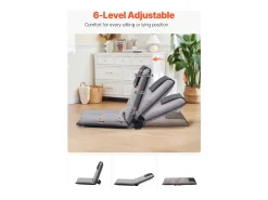 Clearance Cadeira de Chão SucceBuy, Cadeira de Chão com Apoio Lombo, 6 Posições Ajustáveis, Assento Pliável, para Crianças e Adultos, Cinza Cinzento