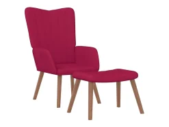 Poltrona|vidaxl Cadeira de descanso com banco veludo tinto Vermelho