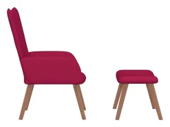 Poltrona|vidaxl Cadeira de descanso com banco veludo tinto Vermelho