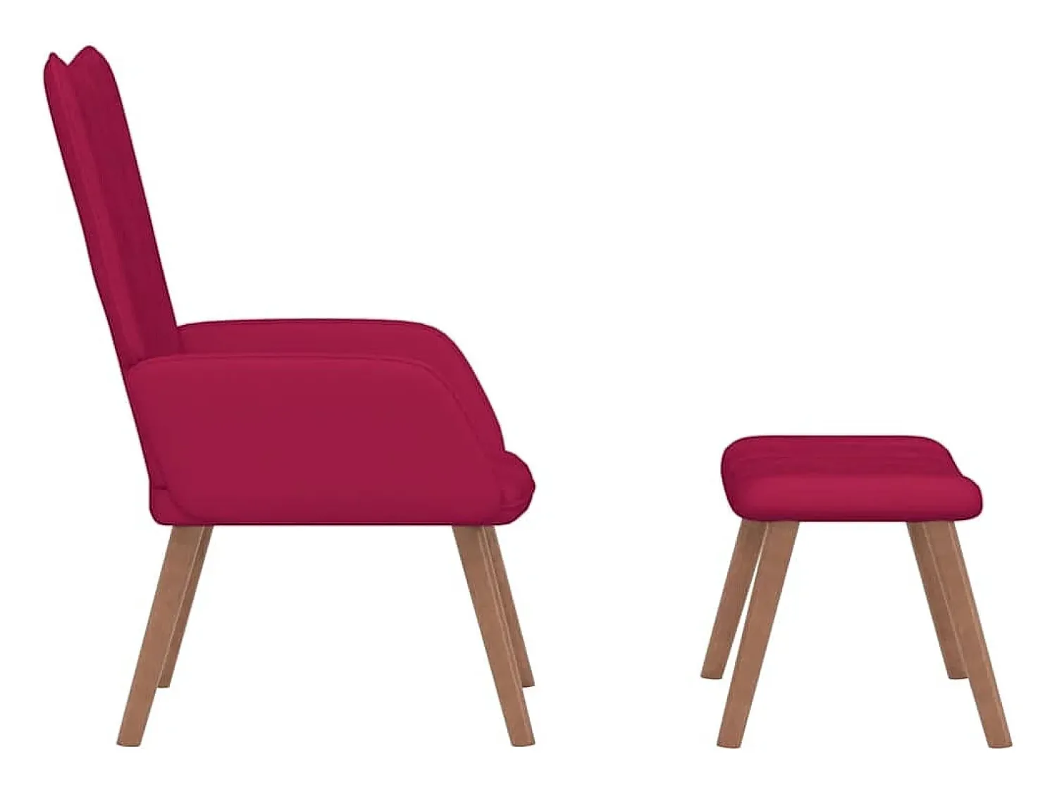 Poltrona|vidaxl Cadeira de descanso com banco veludo tinto Vermelho