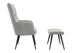 Poltrona*vidaxl Cadeira de descanso com banco veludo cinzento-claro Cinzento claro