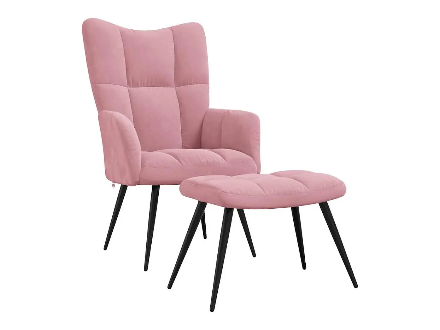 Poltrona|vidaxl Cadeira de descanso com banco veludo Rosa