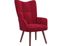 Poltrona| Cadeira de descanso com banco veludo tinto PT514771 Vermelho
