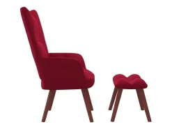 Poltrona| Cadeira de descanso com banco veludo tinto PT514771 Vermelho
