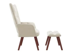 Poltrona| Cadeira de descanso com banco veludo branco nata PT603185 Creme