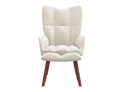 Poltrona| Cadeira de descanso com banco veludo branco nata PT603185 Creme