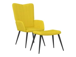 Poltrona| Cadeira de descanso com banco veludo mostarda PT895904 Amarelo