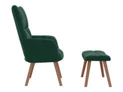 Poltrona|vidaxl Cadeira de descanso com banco veludo -escuro Verde