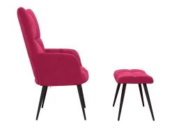 Poltrona*vidaxl Cadeira de descanso com banco veludo tinto Vermelho