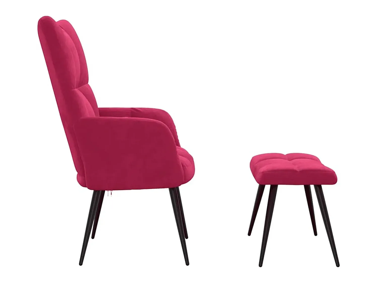 Poltrona*vidaxl Cadeira de descanso com banco veludo tinto Vermelho