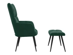 Poltrona|vidaxl Cadeira de descanso com banco veludo verde-escuro Verde pinho