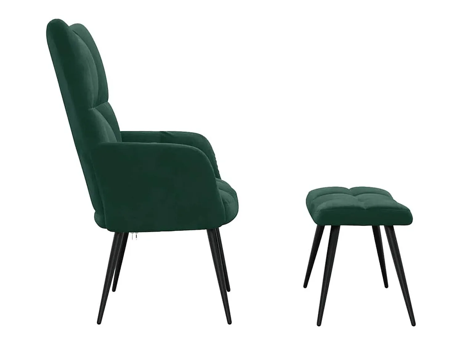 Poltrona|vidaxl Cadeira de descanso com banco veludo verde-escuro Verde pinho