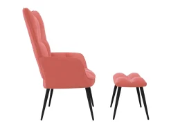 Poltrona| Cadeira de descanso com banco veludo rosa PT672088 Azul