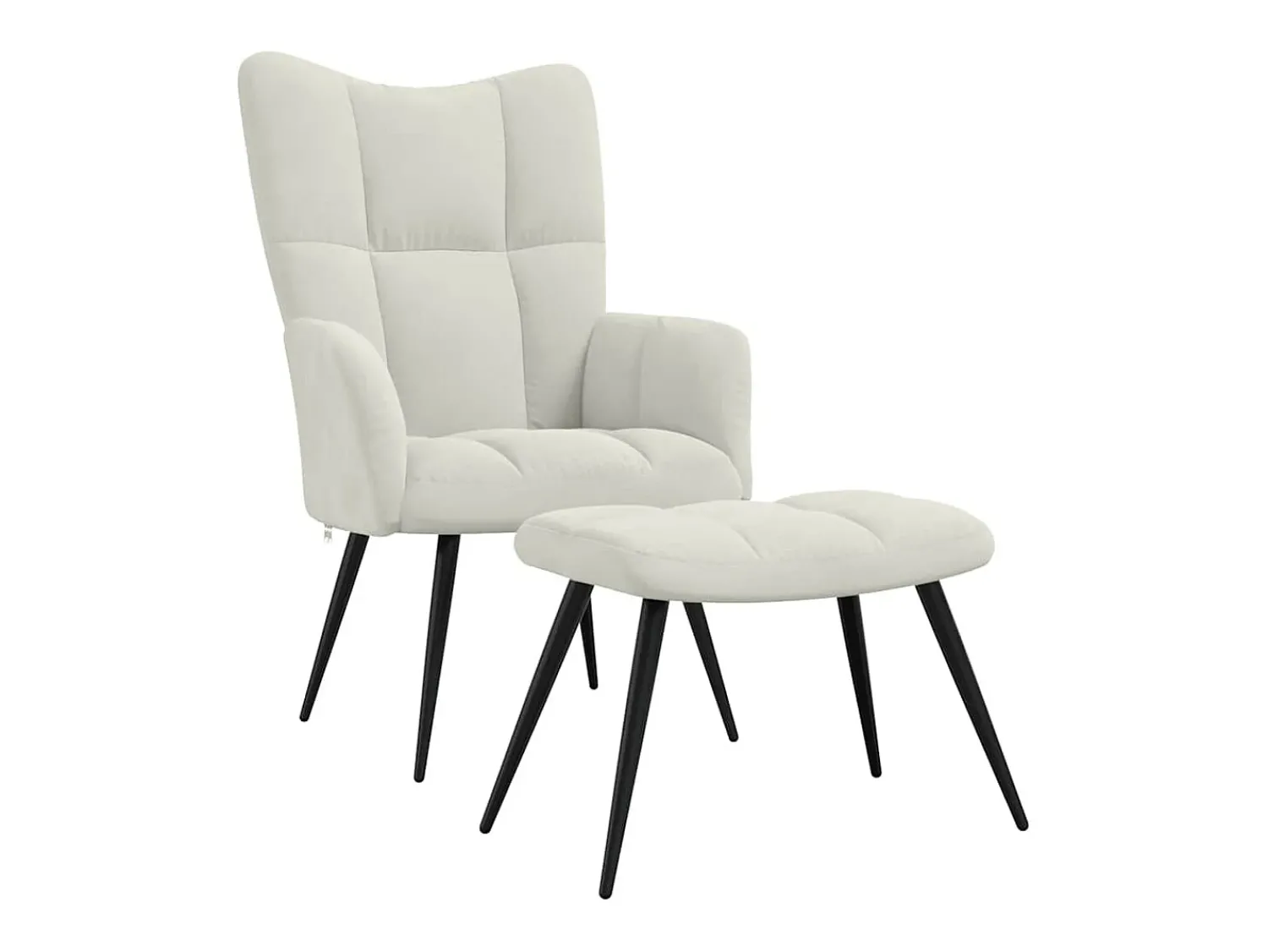 Poltrona|vidaxl Cadeira de descanso com banco veludo branco nata Creme