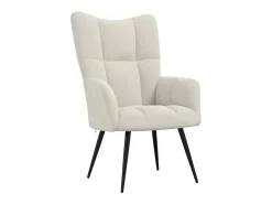 Poltrona|vidaxl Cadeira de descanso com banco veludo branco nata Creme