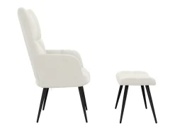 Poltrona|vidaxl Cadeira de descanso com banco veludo branco nata Creme